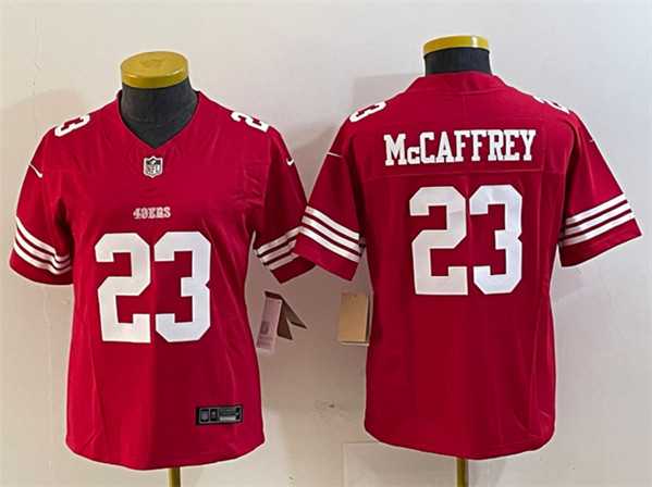 Women%27s San Francisco 49ers #23 Christian McCaffrey Red 2023 F.U.S.E. Vapor Untouchable Football Stitched Jersey(Run Small)